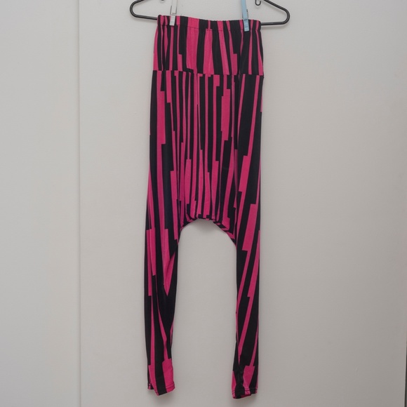 Unisex Pink Stripe Harem Pants - Picture 2 of 4